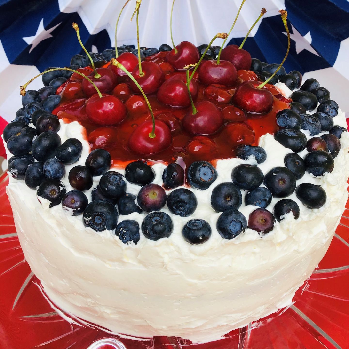 Red, White and Blueberry Cake